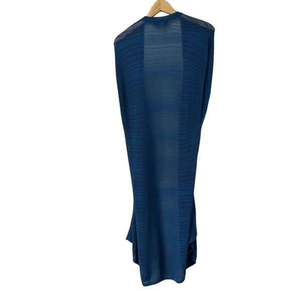 August Silk Teal Blue Duster Lightweight Festival Cardigan Long Sweater, Small - Picture 4 of 6